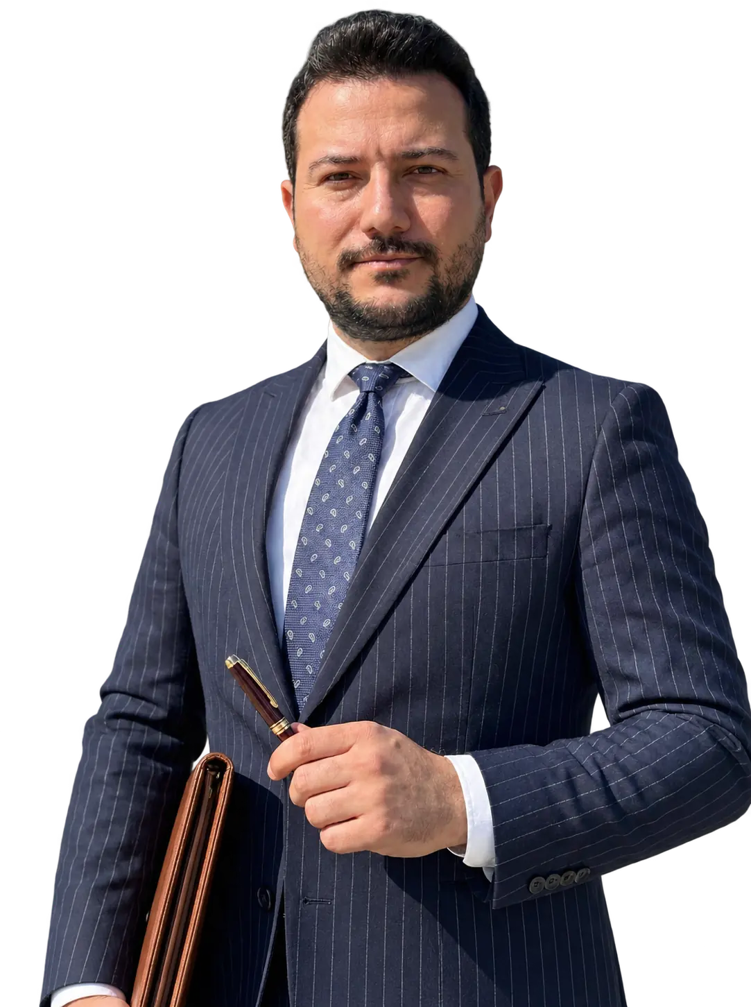 Gokhan Ozcan holding a portfolio